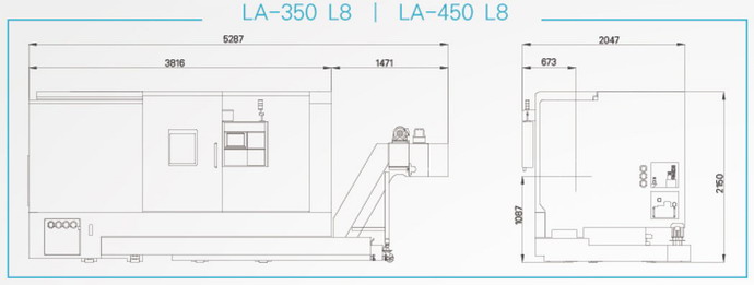 台湾泷泽LA-350(L8/L16/L22) 机械尺寸图